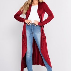 Burgundy / Dark Red Duster Cardigan